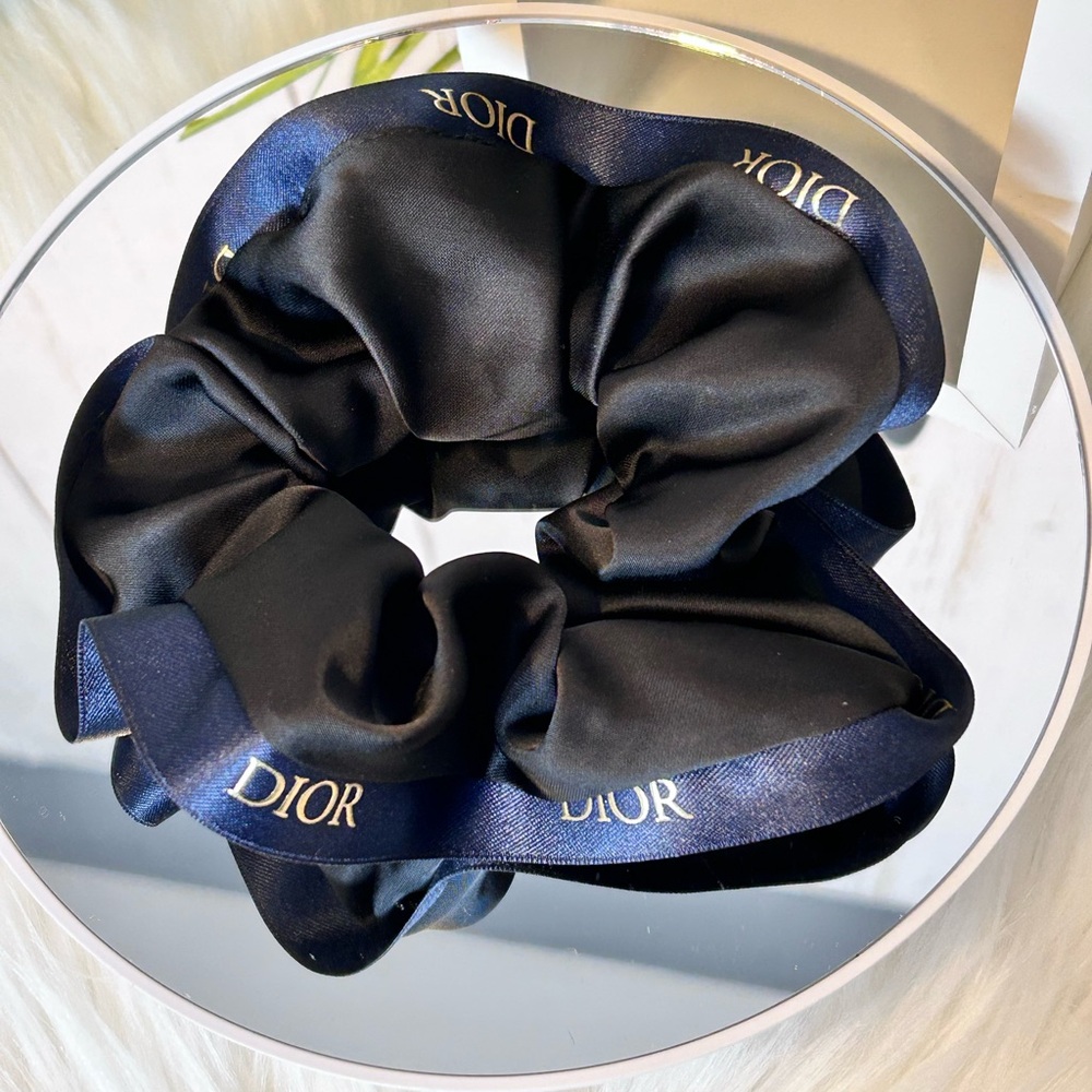 DIOR Black and Navy Blue Hair Scrunchie